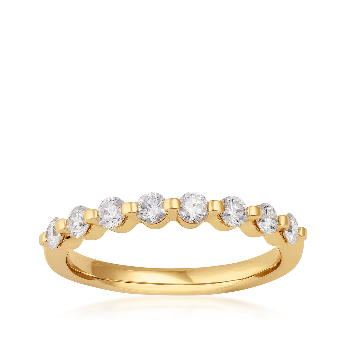 14K yellow gold 1/2 ct. tw. round diamond shared prong ring