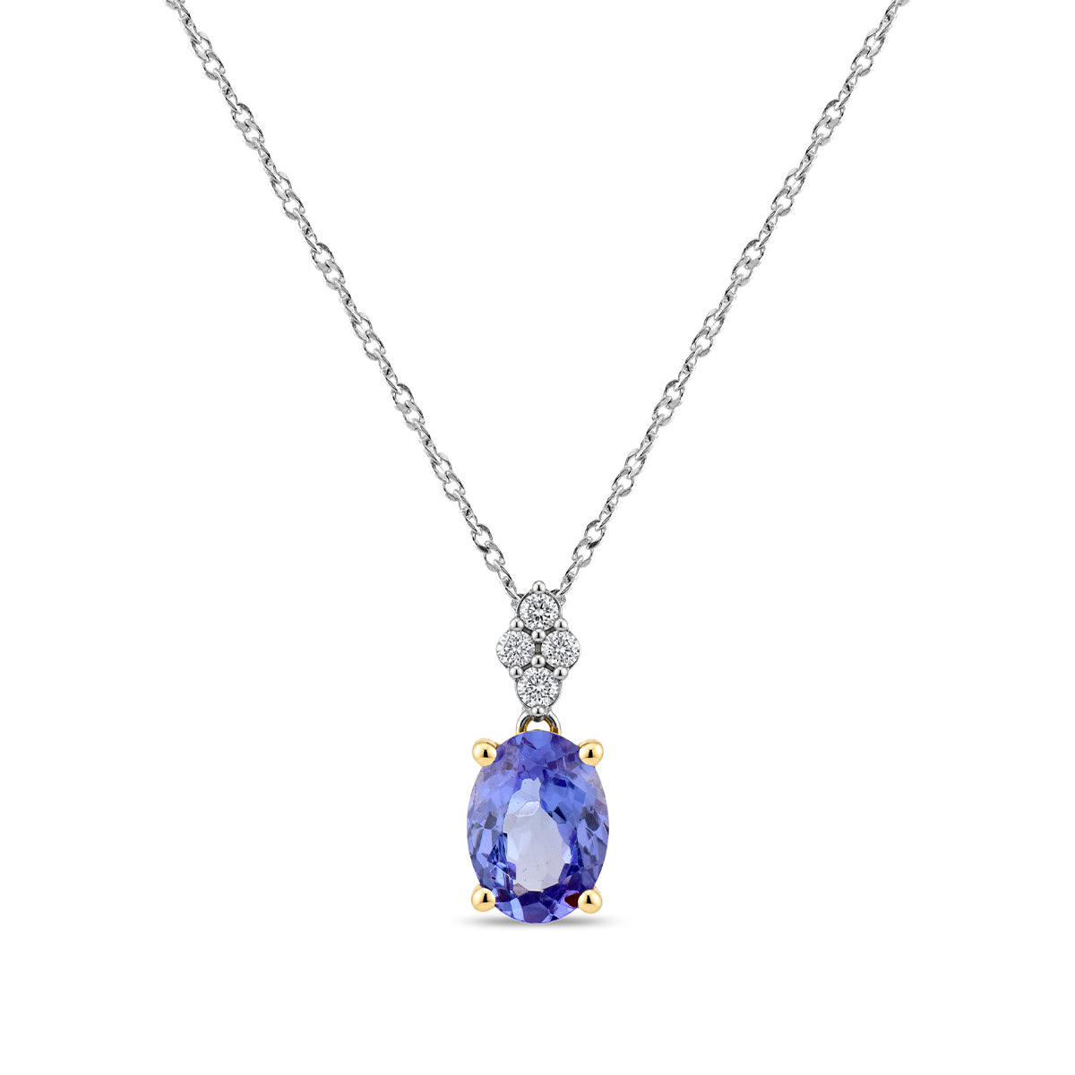 Oval Tanzanite & Diamond Accent Pendant in Sterling Silver & 10K Yellow Gold