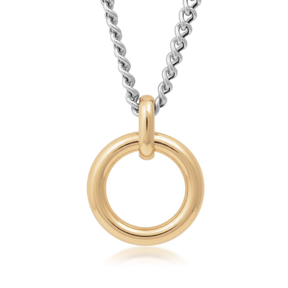 Sterling silver open circle pendant with 14K yellow gold plating