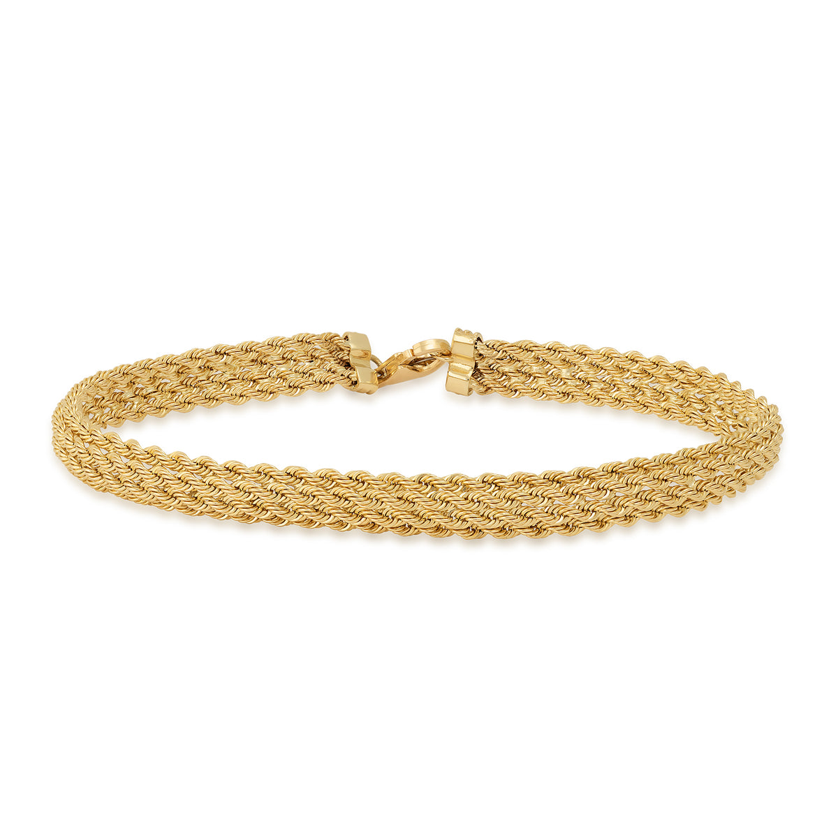10K yellow gold 6mm 7.5-inch multirow rope chain bracelet