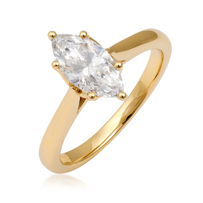 marquise lab-grown engagement ring 14K yellow gold