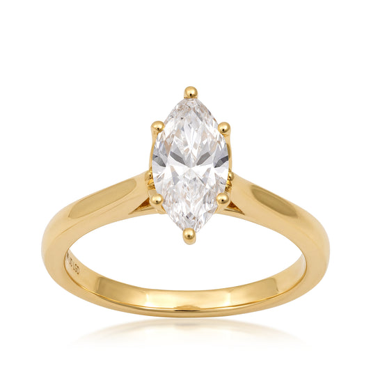 marquise lab-grown engagement ring 14K yellow gold