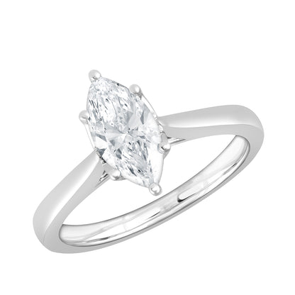 14k white gold adamante marquise-cut lab-grown diamond solitaire engagement ring with 1-1/4 ct. tw. diamond