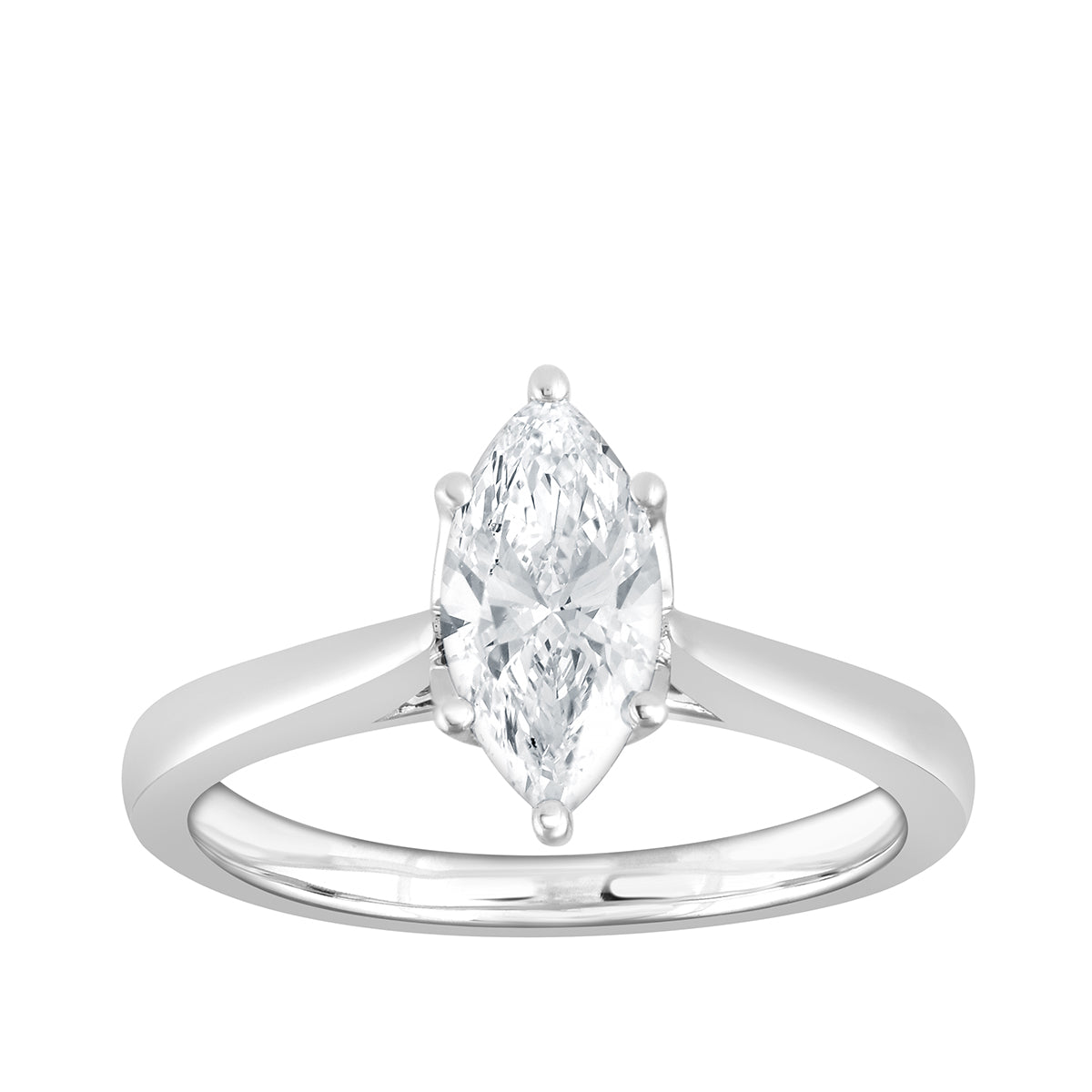 14k white gold adamante marquise-cut lab-grown diamond solitaire engagement ring with 1-1/4 ct. tw. diamond