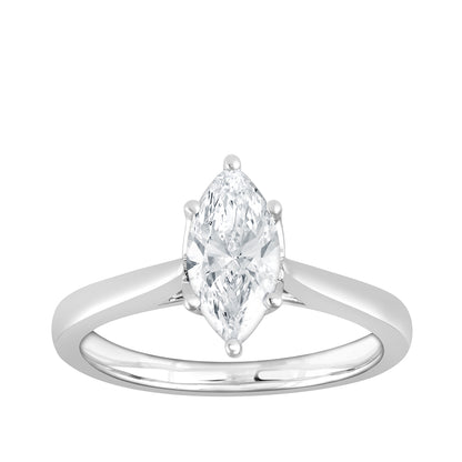 14k white gold adamante marquise-cut lab-grown diamond solitaire engagement ring with 1-1/4 ct. tw. diamond
