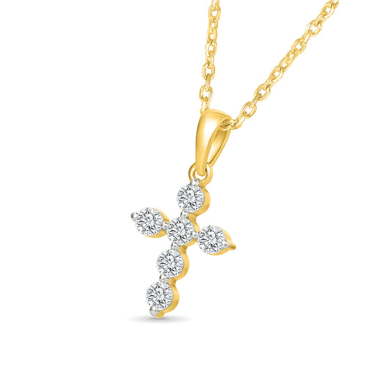 Vermeil Demi Fine 1/3 ct. tw. lab-grown diamond cross pendant