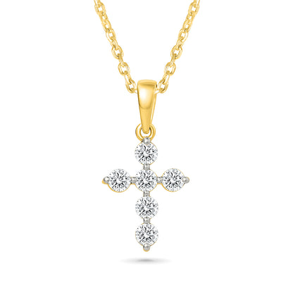 Vermeil Demi Fine 1/3 ct. tw. lab-grown diamond cross pendant