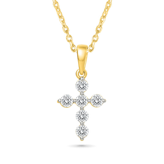 Vermeil Demi Fine 1/3 ct. tw. lab-grown diamond cross pendant
