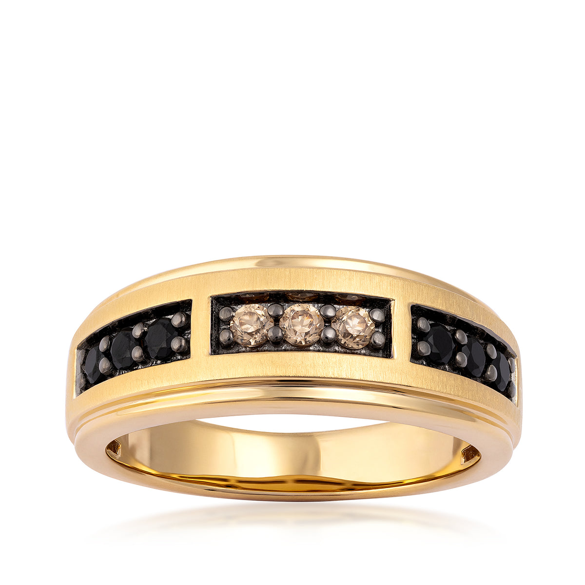 10K yellow gold men's 1/2 ct. tw. mocha and treated black diamond ring
