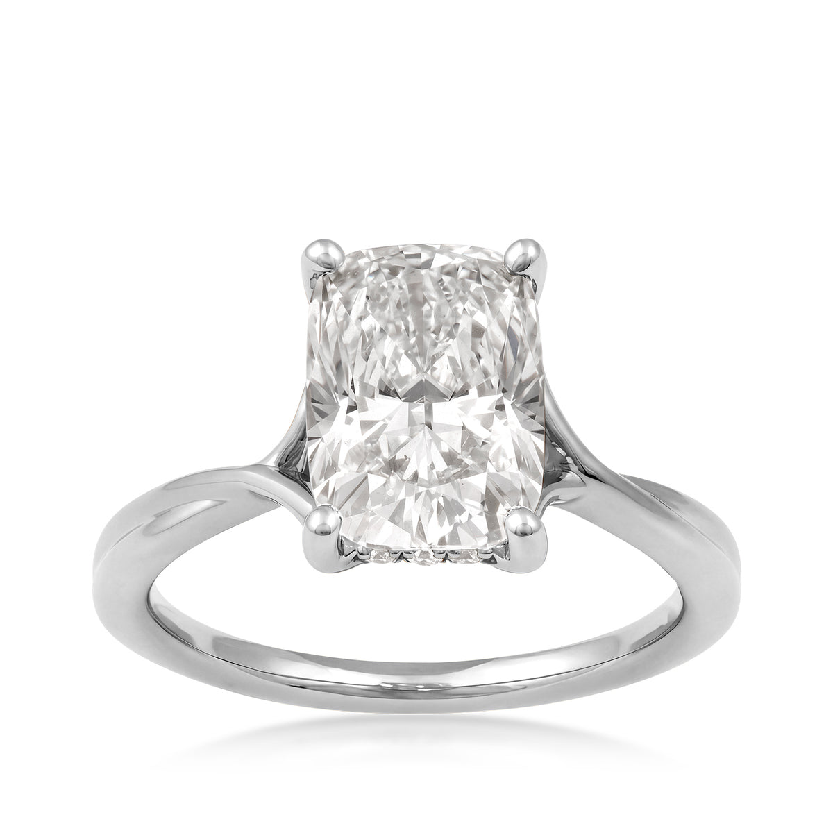 14K white gold Adamante 3-1/10 ct. tw. radiant-cut diamond hidden halo engagement ring
