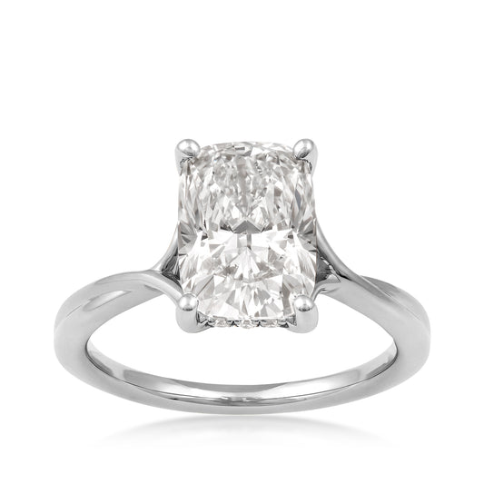 14K white gold Adamante 3-1/10 ct. tw. radiant-cut diamond hidden halo engagement ring