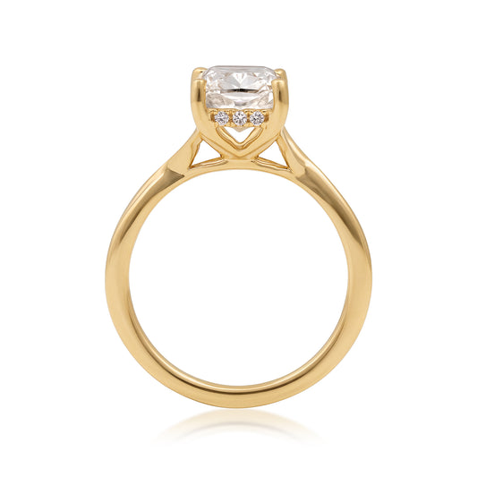 14K yellow gold Adamante 3 ct. lab-grown radiant-cut diamond hidden halo engagement ring with 1/10 ct. tw. lab-grown diamond accents