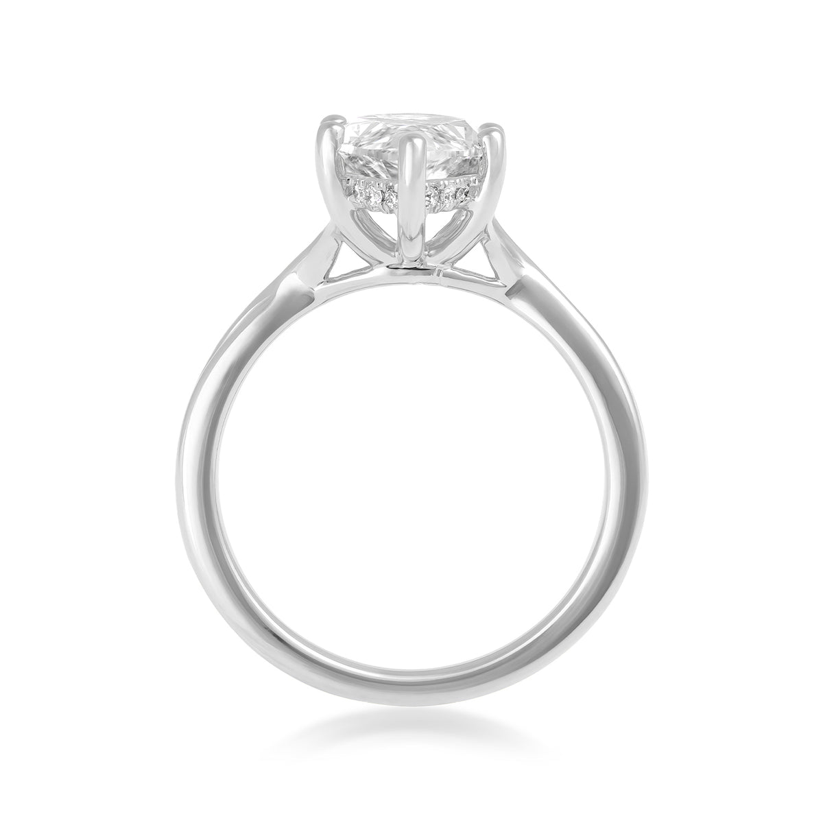 Sterling silver Adamante 3 ct. lab-grown marquise diamond hidden halo engagement ring in 14K white gold-plated finish
