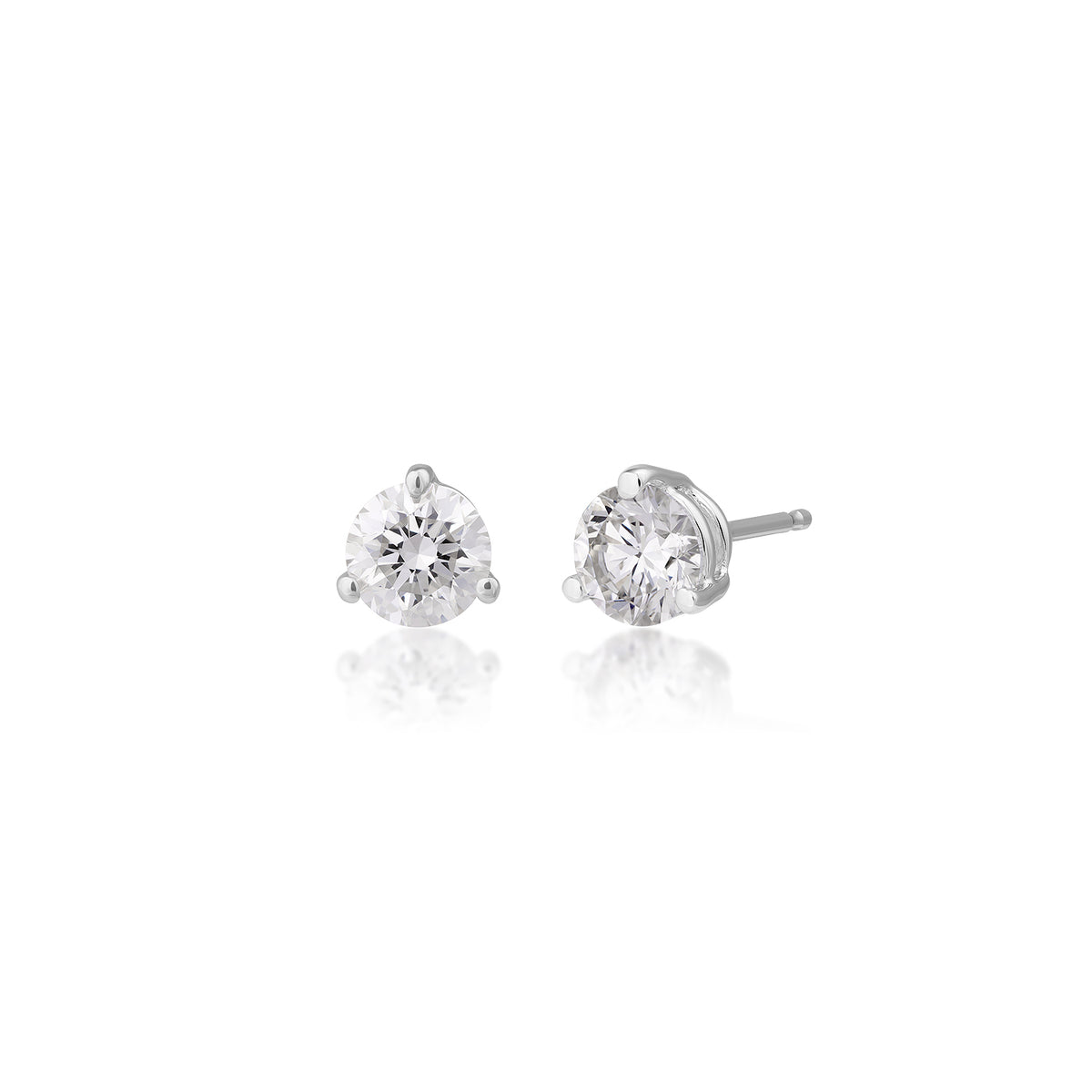 14K white gold 1 ct. tw. round brilliant diamond solitaire earrings