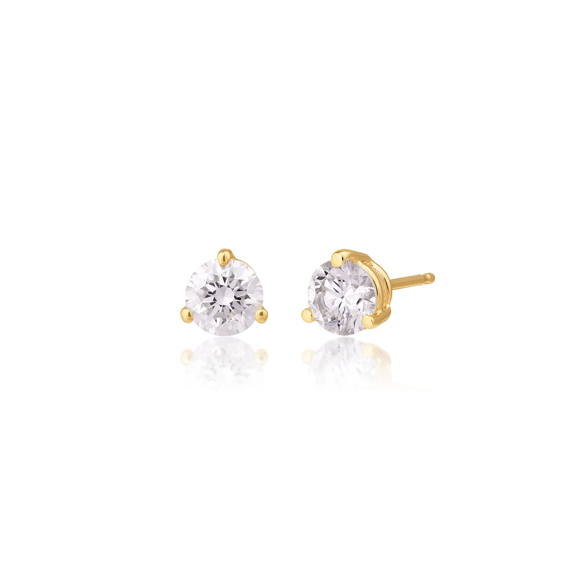 14K yellow gold 1 ct. tw. round brilliant diamond solitaire earrings