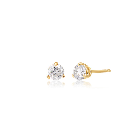 14K yellow gold 1/2 ct. tw. round brilliant diamond solitaire earrings