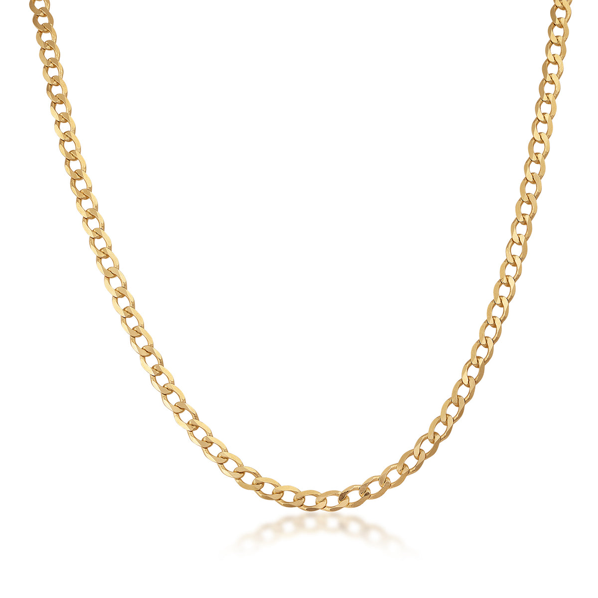 10k yellow gold 2.5mm curb chain necklace, 18 inches long