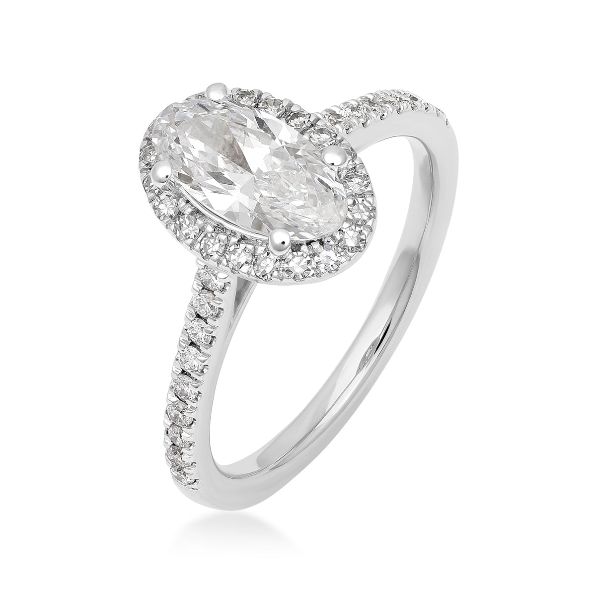 10K white gold Adamante 1-1/3 ct. tw. lab-grown oval diamond halo engagement ring