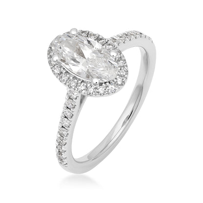 10K white gold Adamante 1-1/3 ct. tw. lab-grown oval diamond halo engagement ring