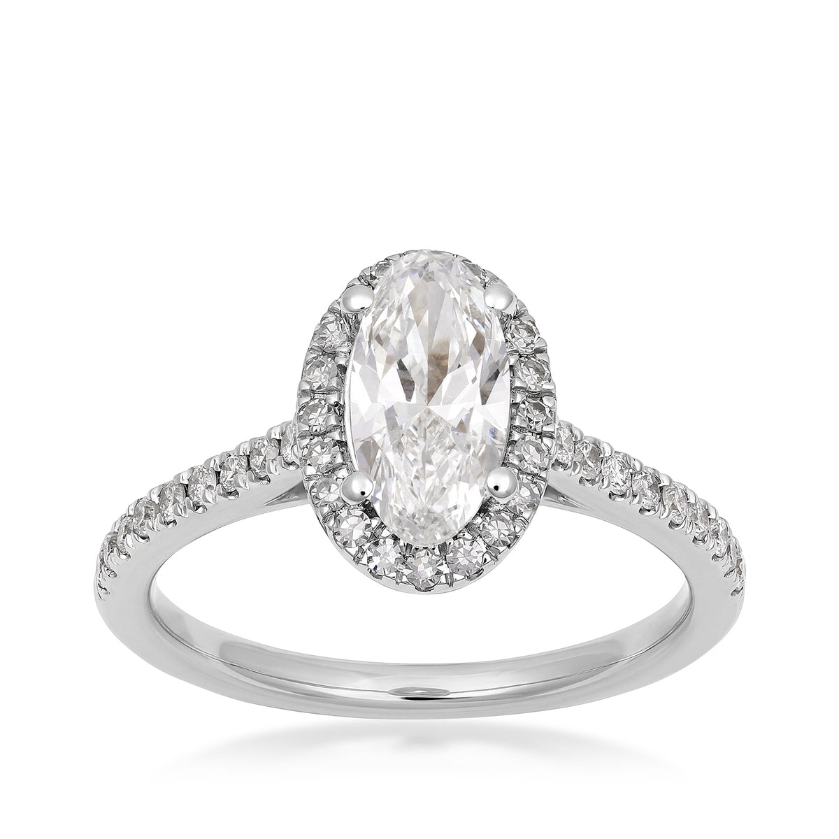 10K white gold Adamante 1-1/3 ct. tw. lab-grown oval diamond halo engagement ring