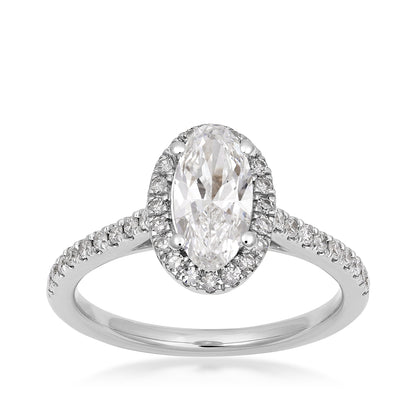 10K white gold Adamante 1-1/3 ct. tw. lab-grown oval diamond halo engagement ring