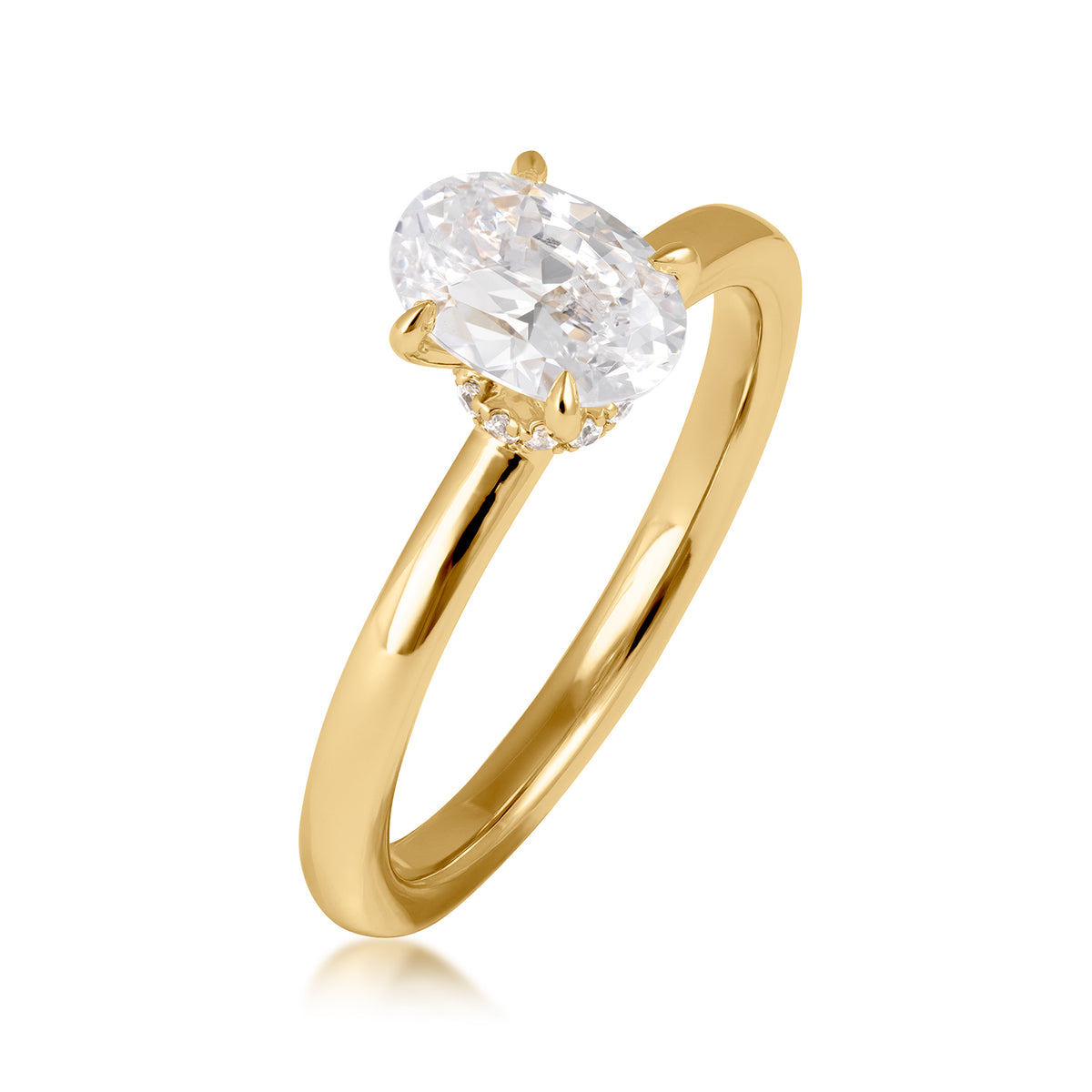 14K yellow gold 1-1/10 ct. tw. oval diamond hidden halo engagement ring