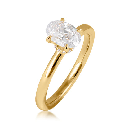 14K yellow gold 1-1/10 ct. tw. oval diamond hidden halo engagement ring