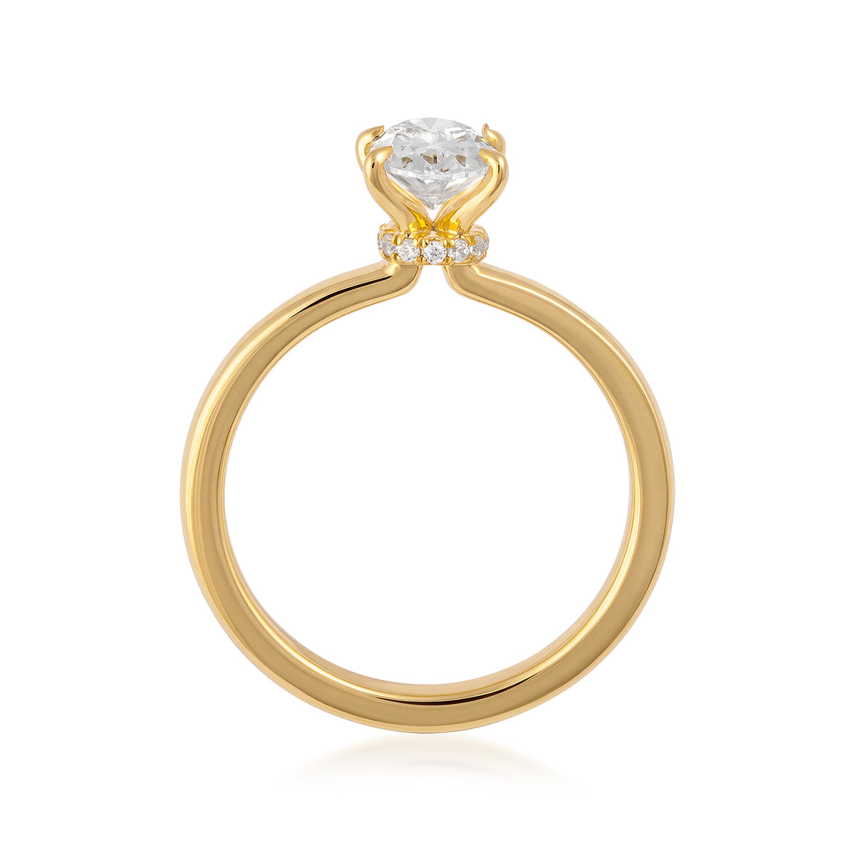 14K yellow gold 1-1/10 ct. tw. oval diamond hidden halo engagement ring