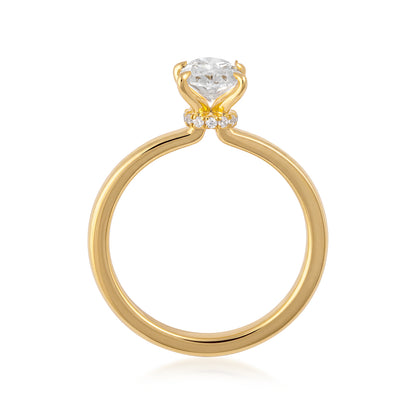 14K yellow gold 1-1/10 ct. tw. oval diamond hidden halo engagement ring