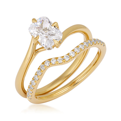 14K yellow gold Premier 1 ct. natural radiant-cut diamond contour wedding set with 1/3 ct. tw. natural diamond accents