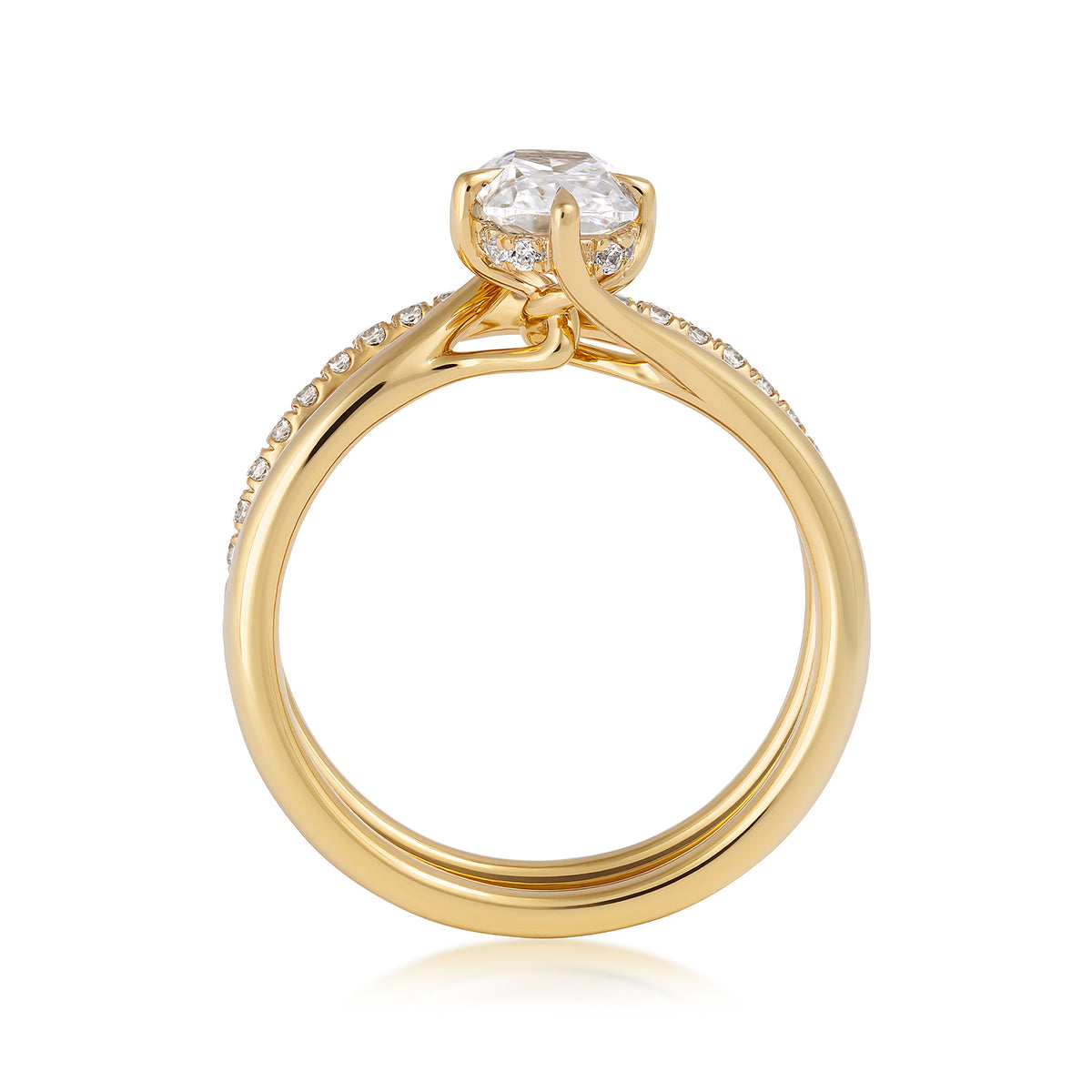 14K yellow gold Premier 1 ct. natural radiant-cut diamond contour wedding set with 1/3 ct. tw. natural diamond accents