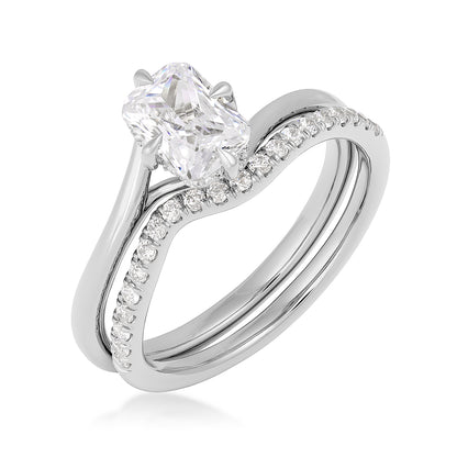 14K white gold Premier 1 ct. natural radiant-cut diamond contour wedding set with 1/3 ct. tw. natural diamond accents