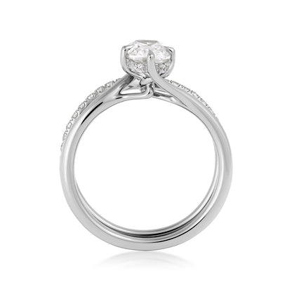 14K white gold Premier 1 ct. natural radiant-cut diamond contour wedding set with 1/3 ct. tw. natural diamond accents