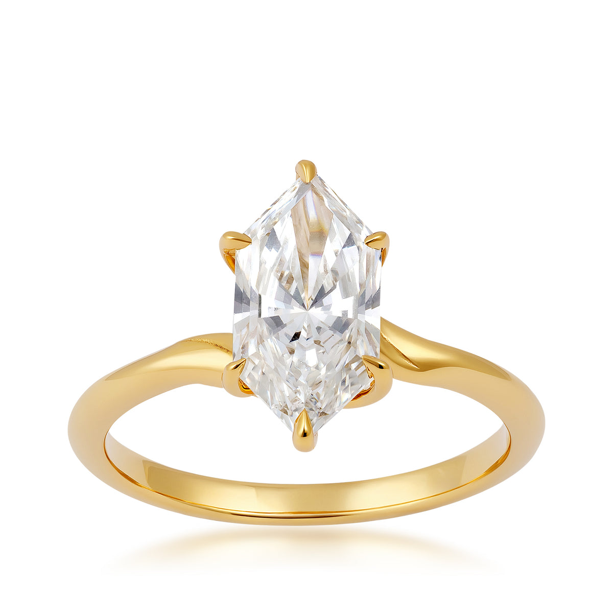 14k yellow gold adamante marquise-cut lab-grown diamond solitaire engagement ring with 2 ct. tw. diamond