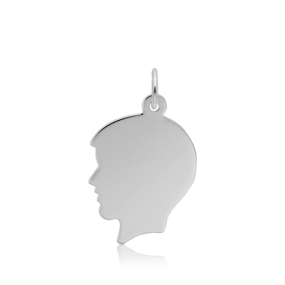 Flat Boy's Head Charm in Sterling Silver
