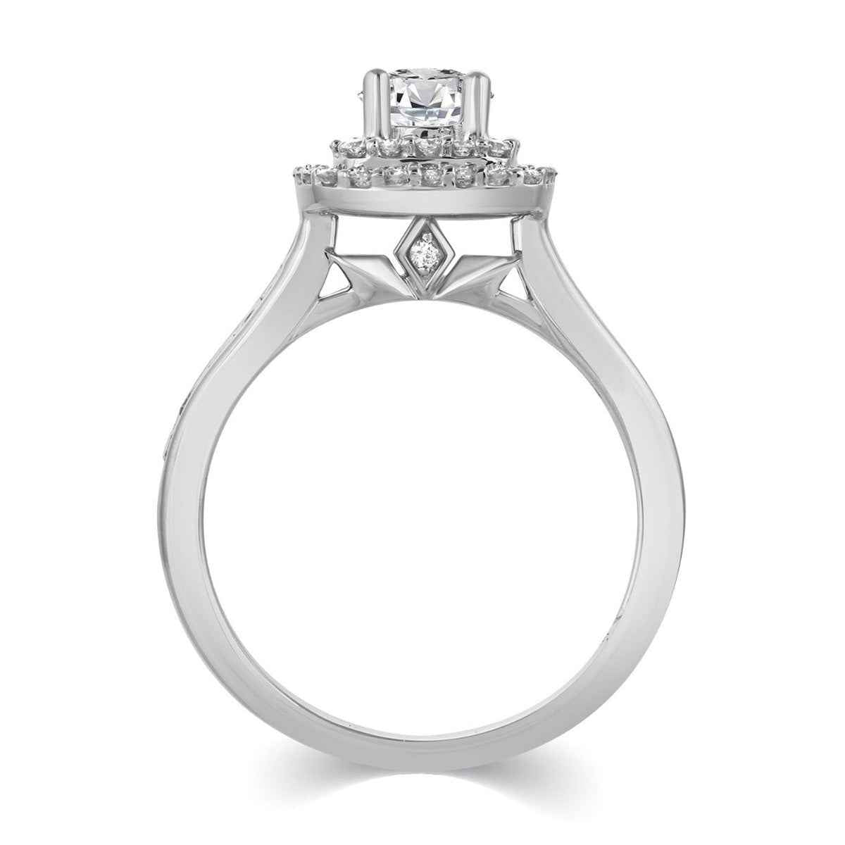Amaura 7/8 ct. tw. Round Brilliant Diamond Double Halo Engagement Ring in 14K White Gold front view