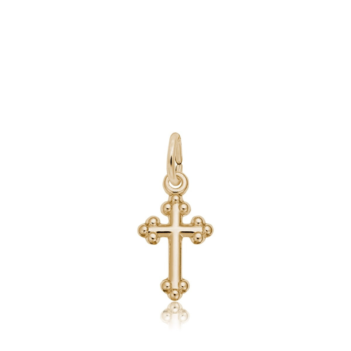 Bottony Cross Charm in 14K Yellow Gold