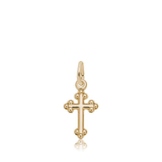 Bottony Cross Charm in 14K Yellow Gold