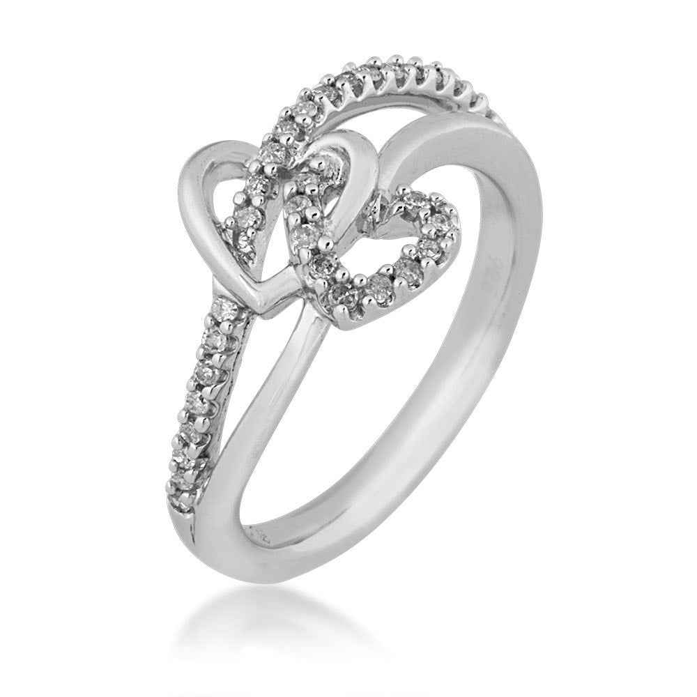 1/5 ct. tw. Diamond Double Heart Fashion Ring in Sterling Silver