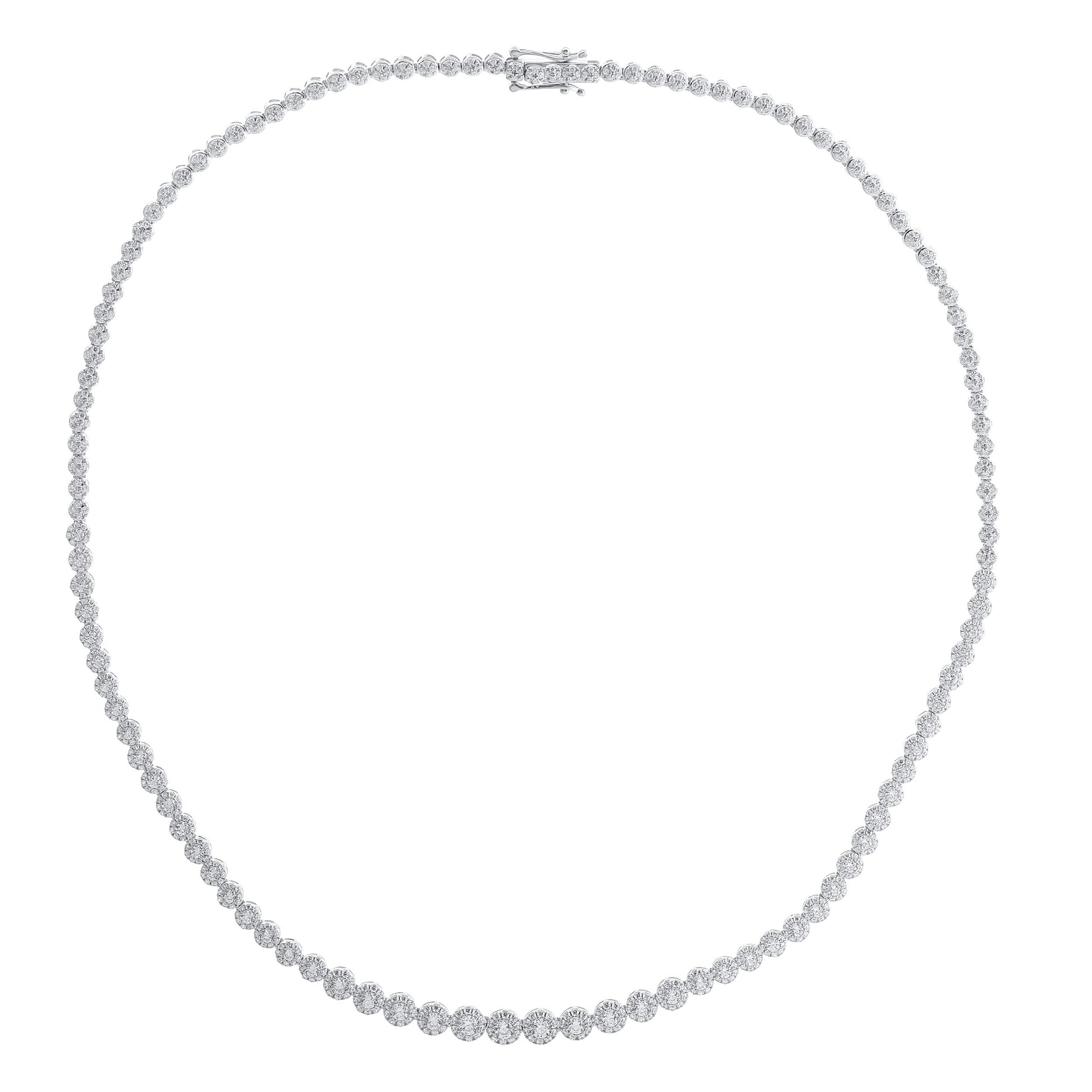 7 ct. tw. Diamond Fashion Cluster Halo Necklace in 14K White Gold