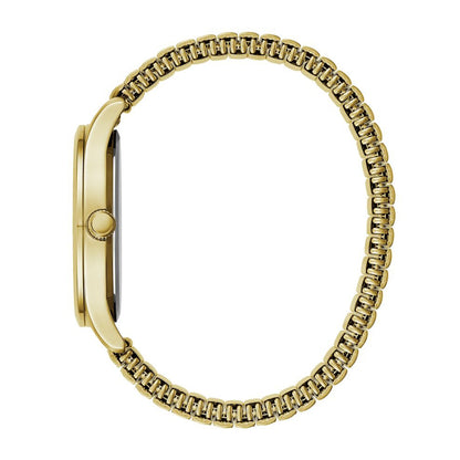 Caravelle Men's Traditional Gold-Tone Stainless Steel Watch with White Dial front view
