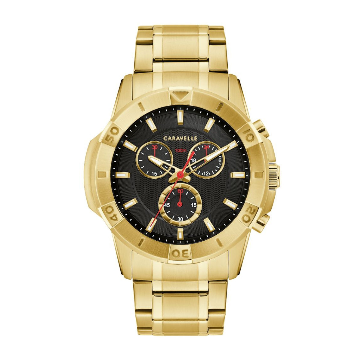 Caravelle Men's Aqualuxx Gold-Tone Stainless Steel Watch with Black Dial