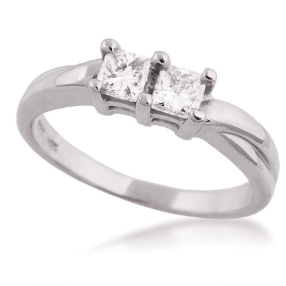 2BeLoved 1/2 ct. tw. 2 Stone Princess Cut Diamond Ring in White Gold
