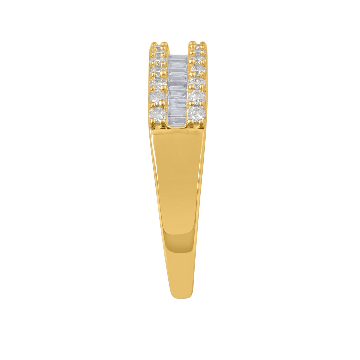 1/2 ct. tw. Round Brilliant and Baguette Diamond Anniversary Band in 10K Yellow Gold front view