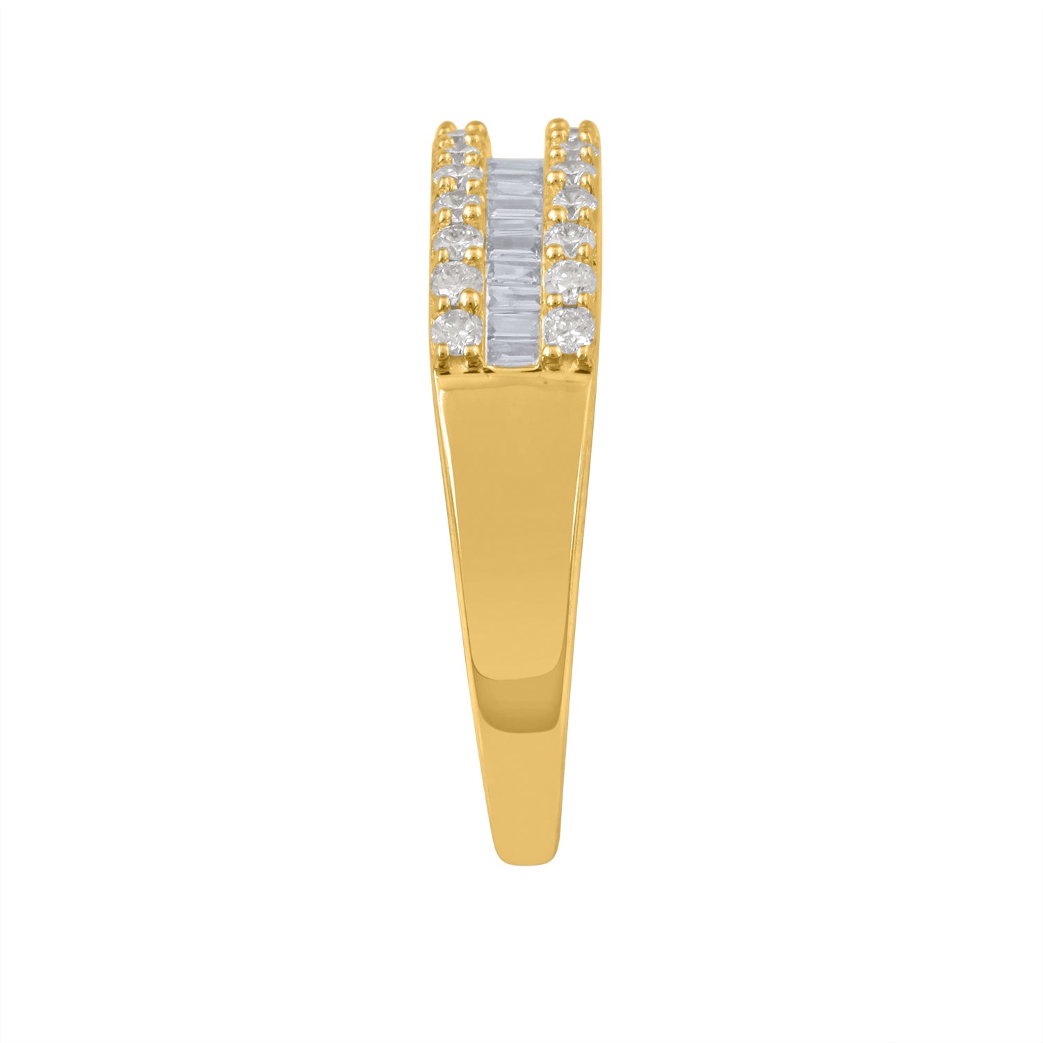 1/2 ct. tw. Round Brilliant and Baguette Diamond Anniversary Band in 10K Yellow Gold front view