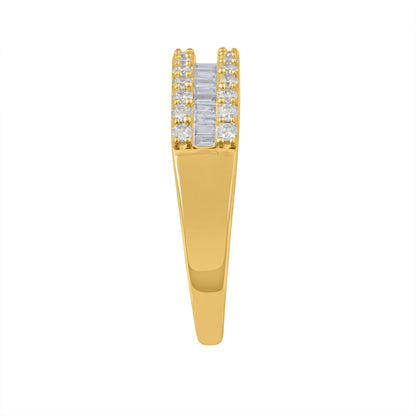 1/2 ct. tw. Round Brilliant and Baguette Diamond Anniversary Band in 10K Yellow Gold front view