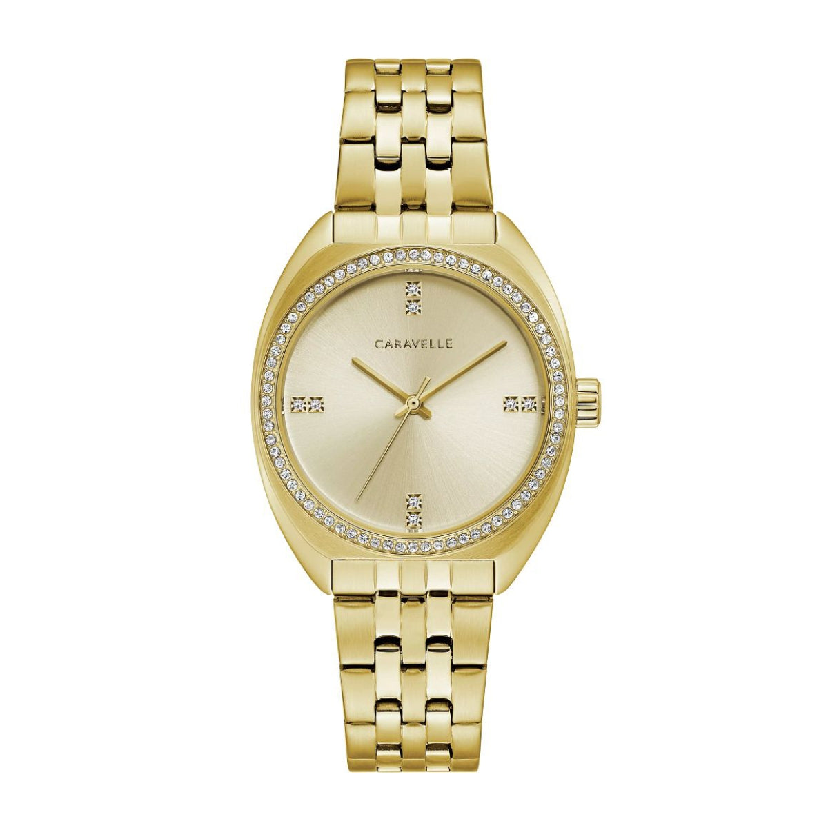 Caravelle Ladies' Retro Gold-Tone Stainless Steel Watch with Champagne Dial