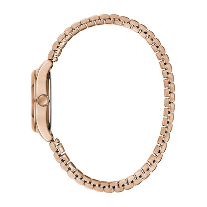 Caravelle Ladies' Traditional Pink Gold-Tone Stainless Steel Watch with Silver Dial front view