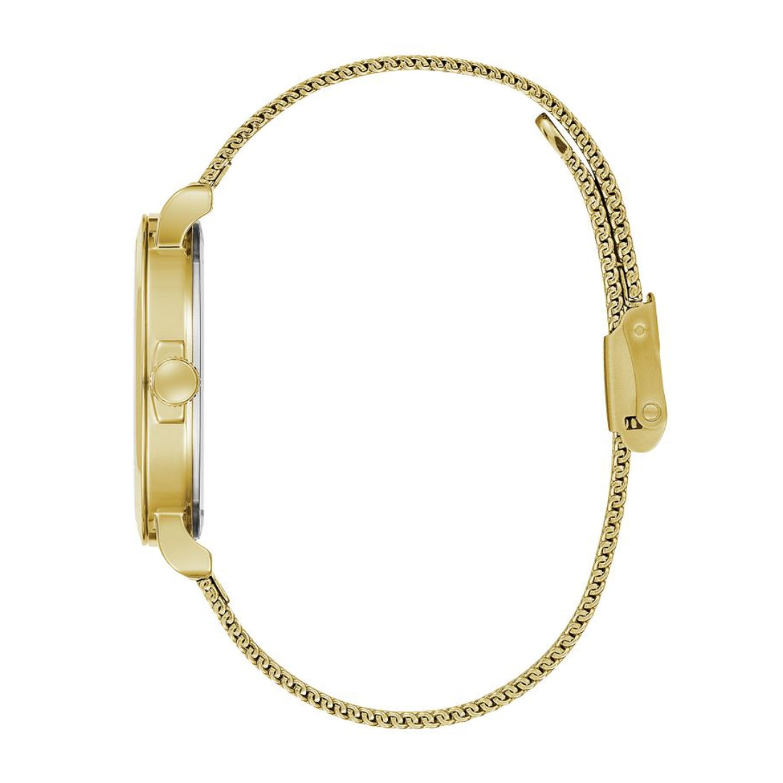 Caravelle Ladies' Min Max Gold-Tone Stainless Steel Watch with Black Dial front view