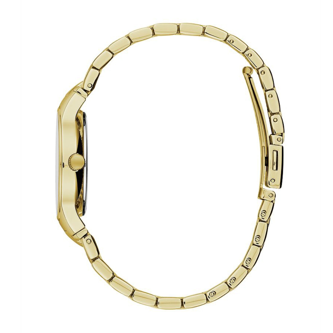 Caravelle Ladies' Modern Gold-Tone Stainless Steel Watch with Champagne Dial & Diamond Accent front view